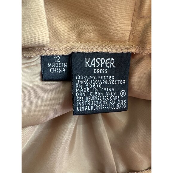 Kasper Dress 2-Piece Camel Skirt Suit Size 12 safari style jacket career - Picture 4 of 5